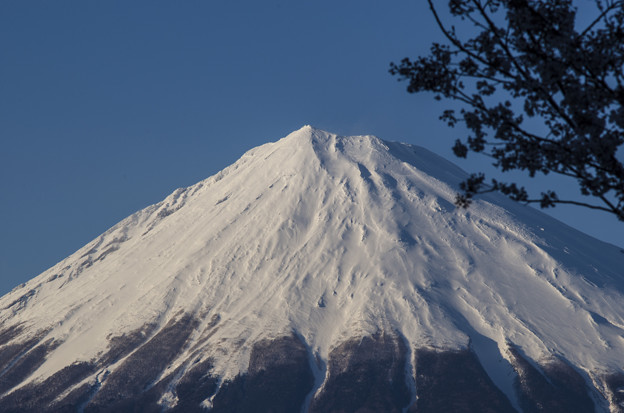 雲がかかってない富士山