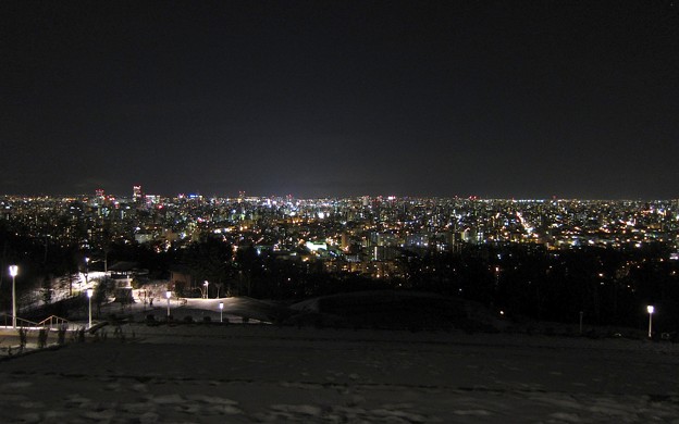 札幌旭山記念公園からの夜景：加工済