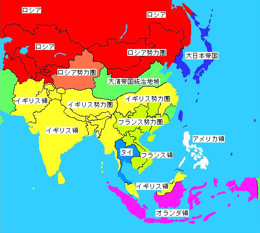 照片: 大東亜戦争（第二次世界大戦）前の亜細亜の勢力図