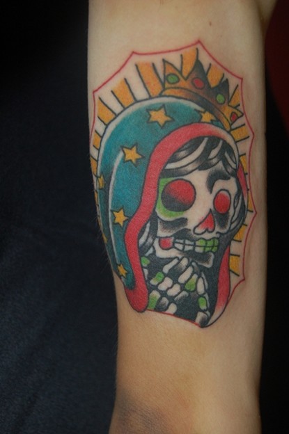 グアダルーペ?メキシカンスカルのタトゥー　Guadalupe Mexican Skull Tattoo