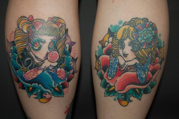 トラッドガールズのタトゥー　two trad girls tattoo