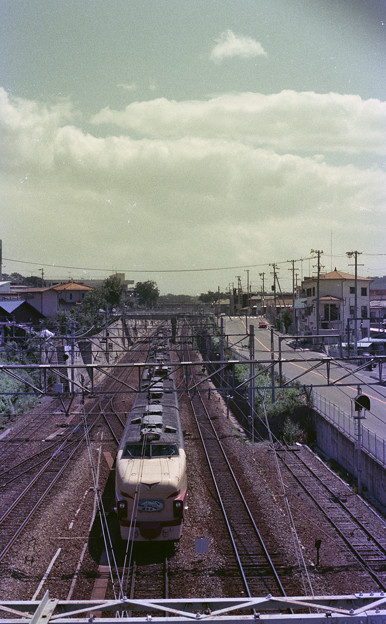 【ネガ】1985年　特急白山　489系ボンネット　小諸駅付近