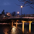 雪の浅野川　中の橋　ライトアップ