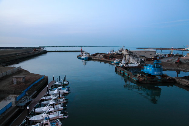 夕暮れの旧大野港