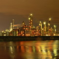 写真: 四日市コンビナート工場夜景　HDR処理　油彩調