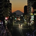 12月27日、富士見テラスから見た夕焼け富士山