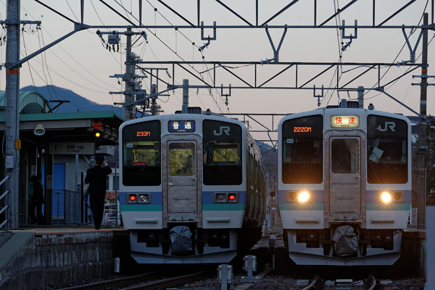 飯田線、初めての211系交換。