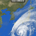 写真: ウェザーニュースタッチ：台風26号の雲（2013/10/15 14:00 時点）