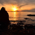 写真: 立石海岸夕景