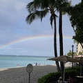 写真: ビーチにかかる虹
