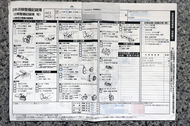 写真: 平成31年12月　ディーラー整備記録簿