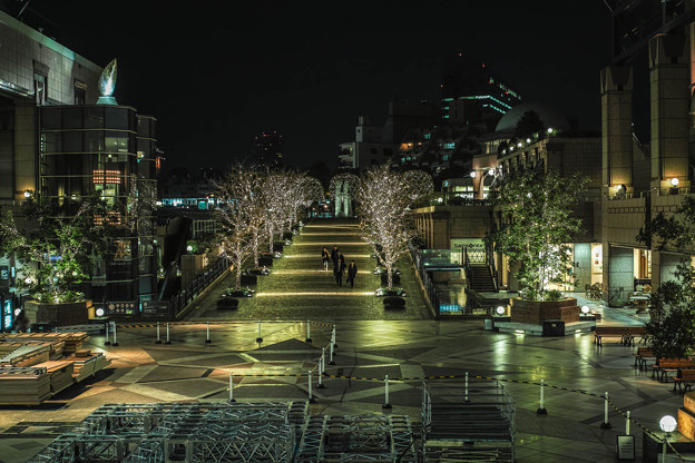恵比寿駅の方を向いて見た恵比寿ガーデンプレイスの景色