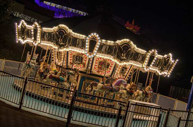 There was nobody on the carousel in the night