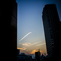 Photos: 飛行機雲と夕焼け