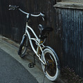 トタンの壁と白い自転車