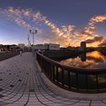 2012年7月16日　巴川 稚児橋から見た夕焼け ３６０度パノラマ（ＨＤＲ）