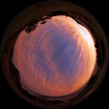 写真: 空一面の夕焼け雲　　静岡市　梶原山公園からの眺望　 魚眼風235度