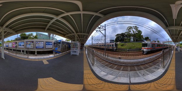 写真: 360度パノラマ写真　　S12 静岡鉄道　狐ヶ崎駅プラットホーム　HDR