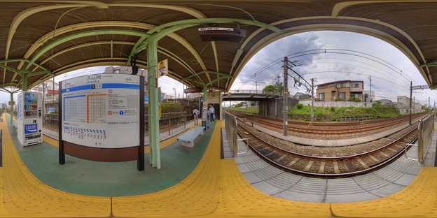 写真: 360度パノラマ写真　　S14 静岡鉄道　入江岡駅プラットホーム(1) HDR