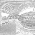 写真: 360度パノラマ写真　　S15 静岡鉄道　新清水駅プラットホーム(1) 鉛筆スケッチ調