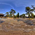 写真: 360度パノラマ写真　法隆寺　南大門前 HDR