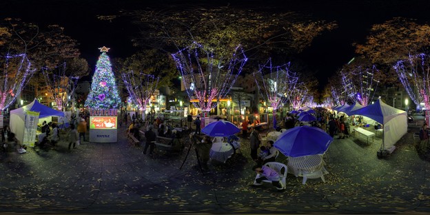 写真: 2013年11月23日　青葉シンボルロード　イルミネーション　クリスマスツリーとストリートフェスティバル・イン・シズオカ　360度パノラマ写真　HDR