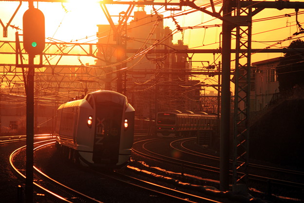 写真: 夕焼け電車（成田エクスプレスバージョン）