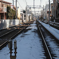 写真: 雪の残る線路