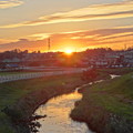写真: 逢妻女川の夕陽