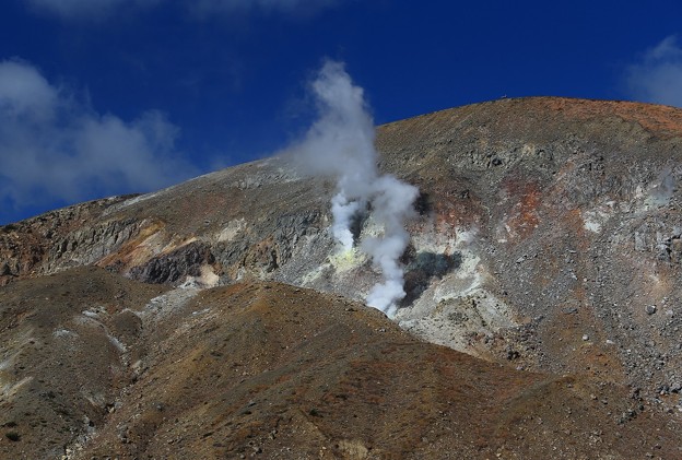 写真: 活火山の噴煙