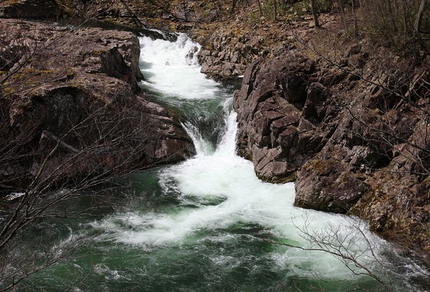 写真: 春の釜淵滝