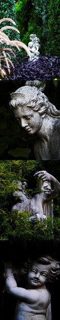 写真: デンパークの石像達