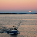 写真: A Lobster Boat and Harvest Moon 9-19-13