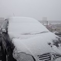 写真: 車に雪が積もってきます