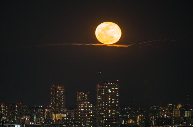 写真: 文京シビックセンターから望む月