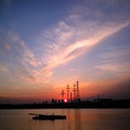 写真: 江戸川の夕焼け