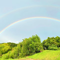 里山に架かる虹