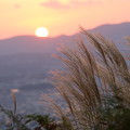 写真: 奈良若草山からの夕陽