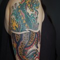 写真: トラッドスタイルの龍（ドラゴン）のタトゥー　american traditional dragon tattoo
