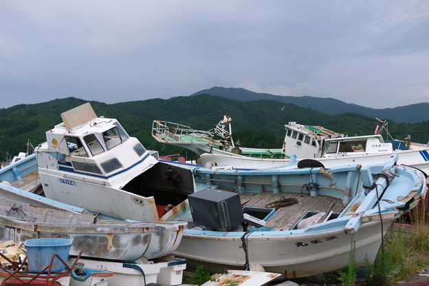 写真: 2012.08.13　山田町　大沢漁港　漁船の残骸