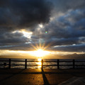 写真: 支笏湖の夕日