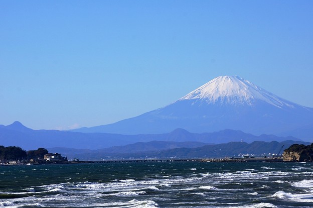 写真: 131129_稲村が崎からの富士山(SL) (3)