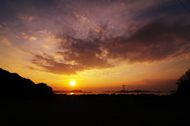 写真: 尾国の夕陽