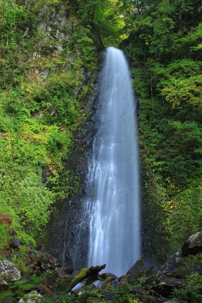 写真: 色づき前の名瀑雨滝（鳥取県）