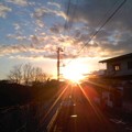 写真: 今日の夕陽（鎌倉市腰越）。