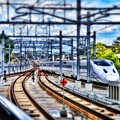 写真: 熊本駅に入線する800系新幹線つばめ。
