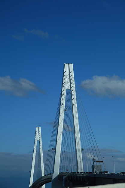 写真: 新湊大橋 雲上の橋　(縦画像）