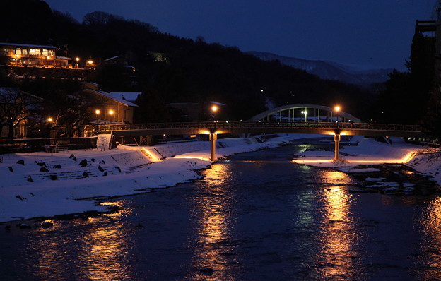 写真: 夕暮れの浅野川　天神橋　梅の橋