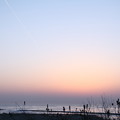 写真: 黄砂の日本海　　夕暮れ