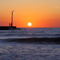 写真: 日本海　夕陽